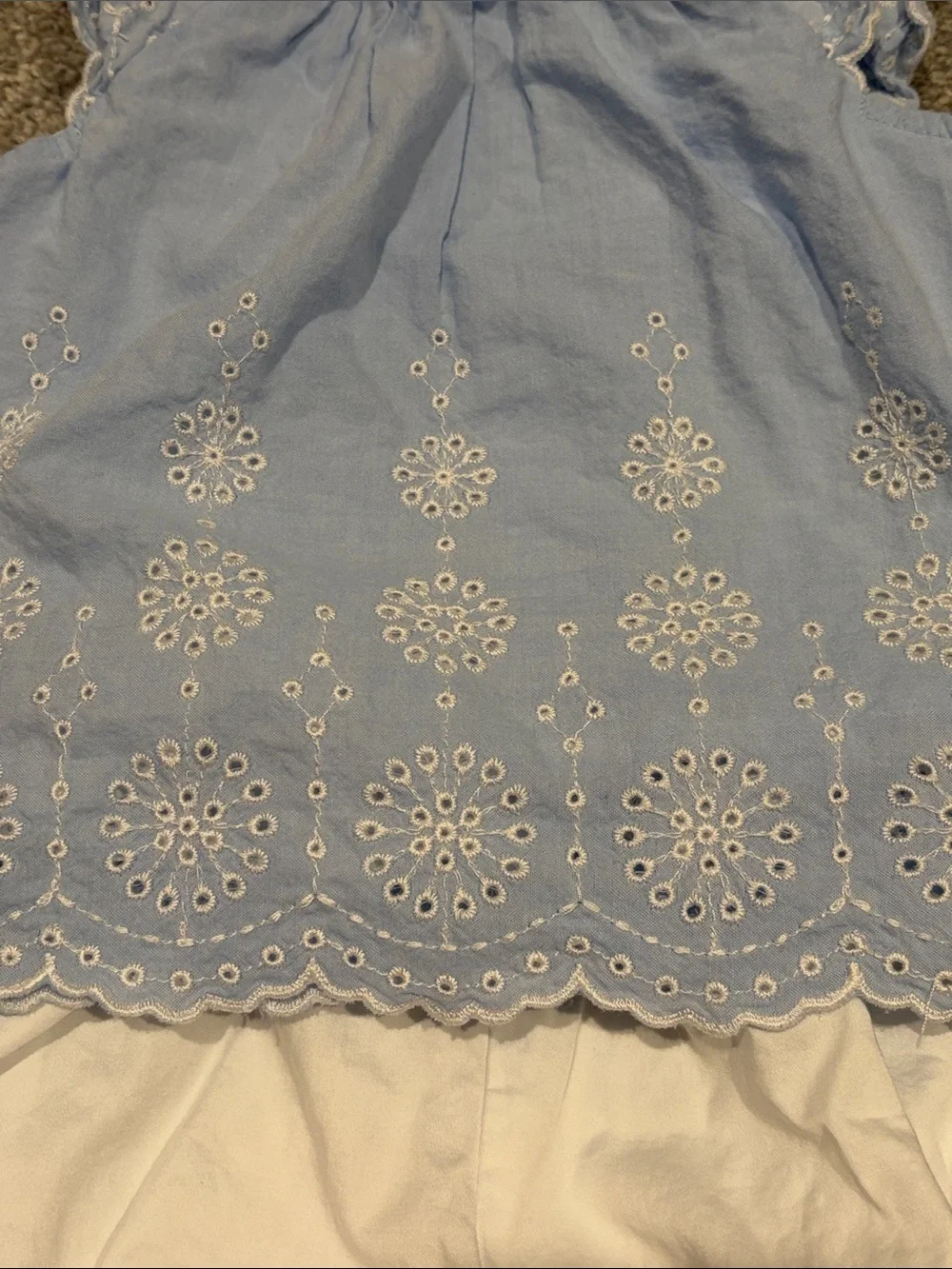 Little Me Light Blue Eyelet Top with White Bloomers